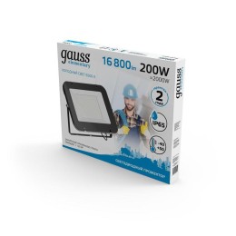 Прожектор светодиодный Elementary 200Вт 6500К IP65 16800лм 200-240В ДО черн. GAUSS 691511200