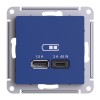 Розетка USB AtlasDesign тип A+C 45Вт высокоскор. ЗУ QC PD механизм аквамарин SE ATN001129