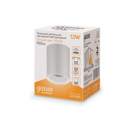 Светильник светодиодный 12Вт 3000К 79х100мм накладной бел./бел. GAUSS HD030