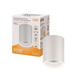 Светильник светодиодный 12Вт 3000К 79х100мм накладной бел./бел. GAUSS HD030