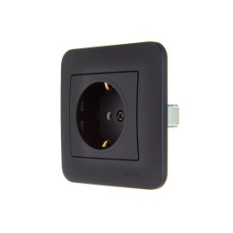 Розетка 1-м СП ASTI 16А IP20 с заземл. защ. шторки термопласт в сборе черн. бархат. LEZARD 7081-4242