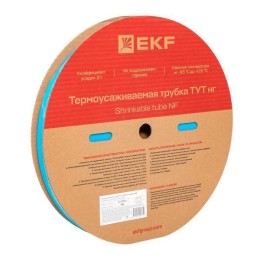 Трубка термоусадочная ТУТ нг 20/10 син. (уп.100м) EKF tut-20-g