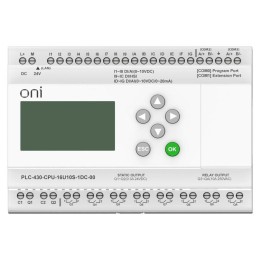 Модуль ЦПУ ПЛК 430 4 DI 12 UI (0-10В/DI) 8 RO 2 TO 24В DC с Ethernet портом с экраном ONI PLC-430-CP