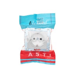 Розетка 1-м СП ASTI 16А IP20 с заземл. защ. шторки термопласт механизм бел. LEZARD 7081-0288-124B