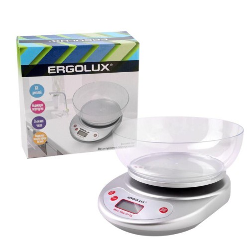 Весы кухонные ELX-SK05-C03 сер. металлик до 5 кг со съемной чашей Ergolux 15038