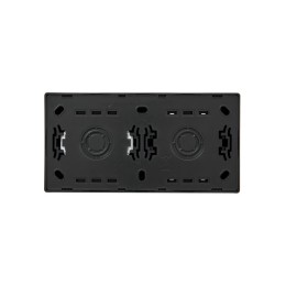 Блок выключатель 1-клав. проходной и розетка 1-местн с заземл. LETO черн. бархат горизонталь LEZARD