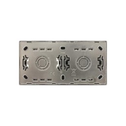 Блок Выключатель 2-клав. и розетка 1-местн с заземл. LETO платина горизонталь LEZARD 752-3500-170BKP