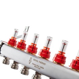 Коллектор 1дюйм ВР-3/4дюйм НР 9 выходов в сборе с расходомерами нерж. Royal Thermo НС-1080956