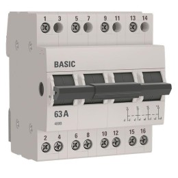 Переключатель трехпозиционный 4п 63А Basic EKF tps-4-63