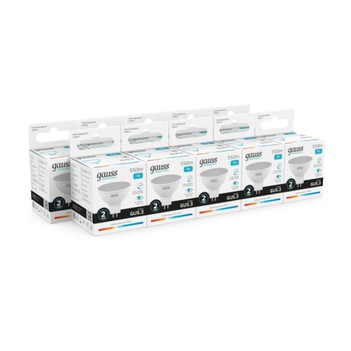 Лампа светодиодная Elementary 7Вт MR16 софит 4100К нейтр. бел. GU5.3 550лм GAUSS 13527