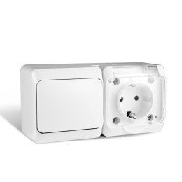 Блок ОП Nix (розетка 16А 250В с заземл. 1-кл. выкл. 10А) IP54 бел. TOKOV ELECTRIC TKE-NX-V1RZ-C01T-I