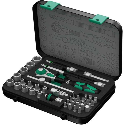 Набор 1/4дюйм головок и 1/4дюйм бит с трещоткой 8100 SA 2 Zyklop Speed 42 предмета Wera WE-003533