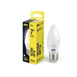 Лампа светодиодная Eco 7Вт C35 свеча 4000К нейтр. бел. E27 230В IEK LLE-C35-7-230-40-E27
