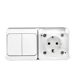 Блок ОП Nix (розетка 16А 250В с заземл. 2-кл. выкл. 10А) IP54 бел. TOKOV ELECTRIC TKE-NX-V2RZ-C01T-I