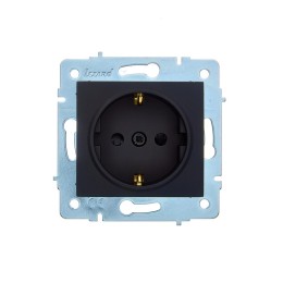 Розетка 1-м СП ASTI 16А IP20 с заземл. защ. шторки термопласт механизм черн. бархат. LEZARD 7081-428