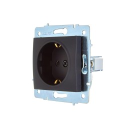 Розетка 1-м СП ASTI 16А IP20 с заземл. защ. шторки термопласт механизм черн. бархат. LEZARD 7081-428