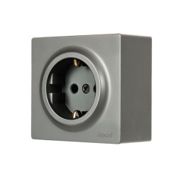 Розетка 1-мест. с заземл. LETO ПБТ платина LEZARD 752-3500-122B
