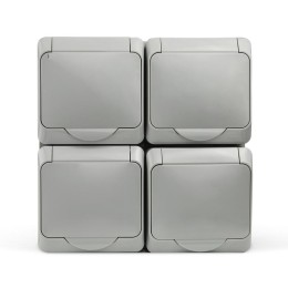 Розетка 4-м ОП Nix 16А IP54 250В с заземл. с крышкой сер. TOKOV ELECTRIC TKE-NX-R4Z-C06-IP54