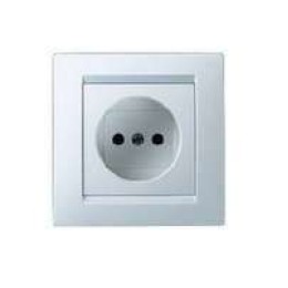 Розетка 1-м СП Simon15 16А IP20 без заземл. защ. шторки бел. Simon 1590444-030