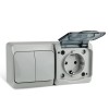 Блок ОП Nix (розетка 16А 250В с заземл. + 2-кл. выкл. 10А) IP54 сер. TOKOV ELECTRIC TKE-NX-V2RZ-C06T