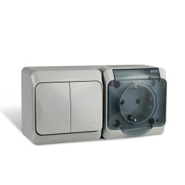 Блок ОП Nix (розетка 16А 250В с заземл. + 2-кл. выкл. 10А) IP54 сер. TOKOV ELECTRIC TKE-NX-V2RZ-C06T