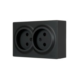 Розетка 2-мест. без заземл. LETO закрытый корпус ПБТ черн. бархат LEZARD 752-4200-128B