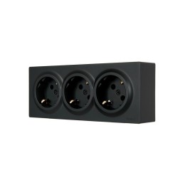 Розетка 3-мест. с заземл. LETO закрытый корпус ПБТ черн. бархат LEZARD 752-4200-127BUP