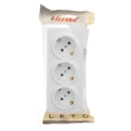 Розетка 3-мест. с заземл. LETO закрытый корпус ПБТ бел. LEZARD 752-0200-127BUP