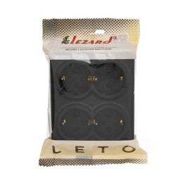 Розетка 4-мест. с заземл. LETO закрытый корпус ПБТ черн. бархат LEZARD 752-4200-127BDP