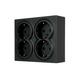 Розетка 4-мест. с заземл. LETO закрытый корпус ПБТ черн. бархат LEZARD 752-4200-127BDP