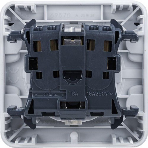 Розетка 1-м СП Plexo 16А IP55 2P+E с заземл. с крышкой немецк. стандарт безвинтов. клеммы механизм с