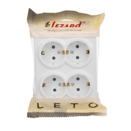Розетка 4-мест. с заземл. LETO закрытый корпус ПБТ бел. LEZARD 752-0200-127BDP