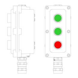Пост управления взрывонепроницаемый из алюм. LCSD-03-B-MC-P1G(11)x1-P1G(11)x1-P1R(11)x1-PCMB-KA3MHK
