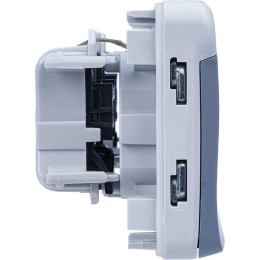 Розетка 2-м СП Plexo 16А IP55 горизонт. 2х2P+E с заземл. с крышкой немецк. стандарт механизм сер. Le