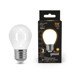 Лампа светодиодная филаментная Black Filament 5Вт P45 шар матовая 2700К тепл. бел. E27 420лм GAUSS 1
