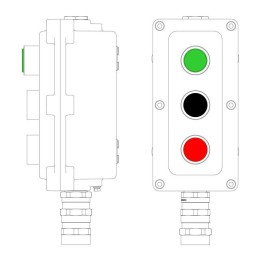 Пост управления взрывонепроницаемый из алюм. LCSD-03-B-MC-L1G(220)x1-P1B(11)x1-P1R(11)x1-PCMB-KA3MHK