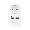 Адаптер розеточный 1 гнездо + 2 USB порта на европейскую вилку с заземлением 16А 230В 3680Вт IP20 бе