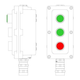 Пост управления взрывонепроницаемый из алюм. LCSD-03-B-MC-L1G(220)x1-P1G(11)x1-P1R(11)x1-PCMB-KA3MHK