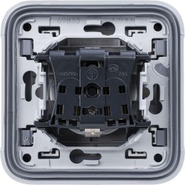 Розетка 1-м СП Plexo 16А IP55 250В 2P+E с заземл. с крышкой немецк. стандарт винт. клеммы сер. Leg 0