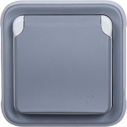 Розетка 1-м СП Plexo 16А IP55 250В 2P+E с заземл. с крышкой немецк. стандарт винт. клеммы сер. Leg 0