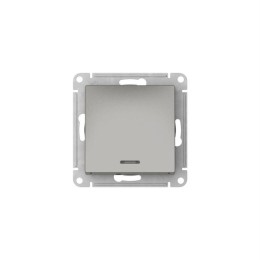 Выключатель 1-кл. AtlasDesign (сх. 1а) 10AX с подсветкой быстрозажим. клем. механизм сталь SE ATN000