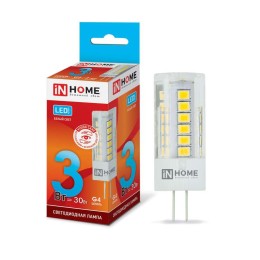 Лампа светодиодная LED-JC-VC 3Вт капсульная 4000К нейтр. бел. G4 260лм 12В IN HOME 4690612019796