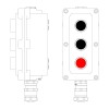 Пост управления взрывонепроницаемый из алюм. LCSD-03-B-MC-P1B(11)x1-P1B(11)x1-P1R(11)x1-PCMB-KAEPM3M