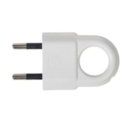 Вилка пластиковая прямая (евровилка CEE 7/16) б/з с кольцом 10А 250В IP20 бел. Duwi 30474 6