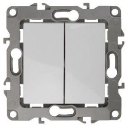 Выключатель 2-кл. СП Эра12 12-1004-01 10А IP20 250В 10AX без монтаж. лапок механизм бел. Эра Б001465