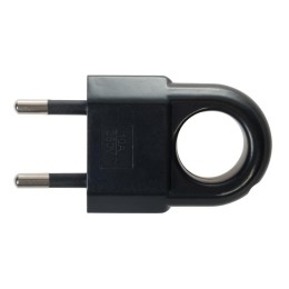 Вилка пластиковая прямая (евровилка CEE 7/16) б/з с кольцом 10А 250В IP20 черн. Duwi 30475 3