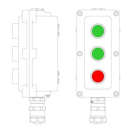 Пост управления взрывонепроницаемый из алюм. LCSD-03-B-MC-P1G(11)x1-P1G(11)x1-P1R(11)x1-PCMB-KAEPM3M