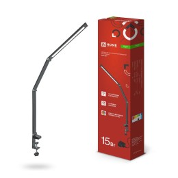 Светильник светодиодный настольный PLUS ССC-02Ч 15Вт 3000-6500К 600лм USB с адаптером на струбцине ч