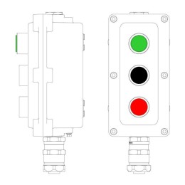 Пост управления взрывонепроницаемый из алюм. LCSD-03-B-MC-L1G(220)x1-P1B(11)x1-P1R(11)x1-PCMB-KAEPM3