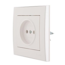 Розетка 1-м СП Rain 16А IP20 без заземл. с хром. боковой вставкой керамика бел. LEZARD 703-0225-121